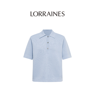 LORRAINES精英衣橱-110支精纺羊毛可机洗经典老钱感Polo短袖翻领