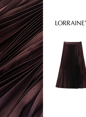 LORRAINES春新款 且听风吟-气质优雅弹力高腰高级垂感百褶半身裙