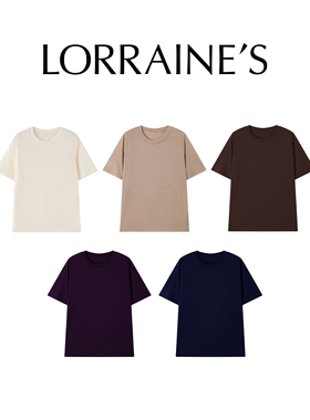 LORRAINES新款 老钱T-定纺60支100超细美利奴羊毛0压感圆领T恤