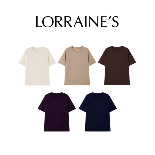 LORRAINES新款 定纺60支100超细美利奴羊毛0压感圆领T恤 老钱T