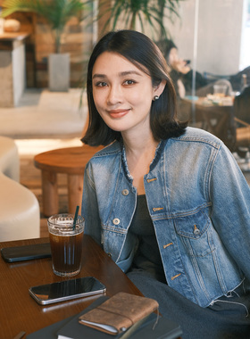 LORRAINES春新款 叛逆Vintage-法式腔调无领毛边牛仔复古休闲外套