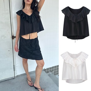 现货还原 WEEEECHAN次日早晨  雾感轻松系带V领背心