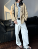 断码 清仓 WEEEECHAN次日早晨 004M中低腰白色阔版 直筒牛仔裤