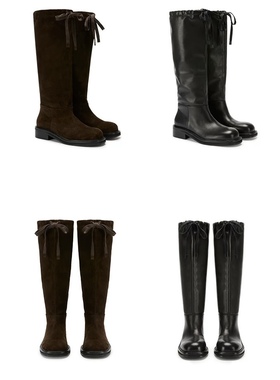 现货 真皮长靴百搭WEEEECHAN次日早晨  抽绳系带真皮JOAN骑士长靴