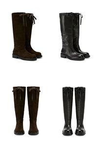 现货 抽绳系带真皮JOAN骑士长靴 真皮长靴百搭WEEEECHAN次日早晨