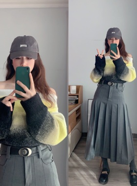 次日早晨next day morning 灰色插兜百褶半裙 一起帅气扫街吧