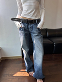 次日早晨 888 低腰宽松 WEEEECHAN 鬼爪猫须水洗牛仔裤 女