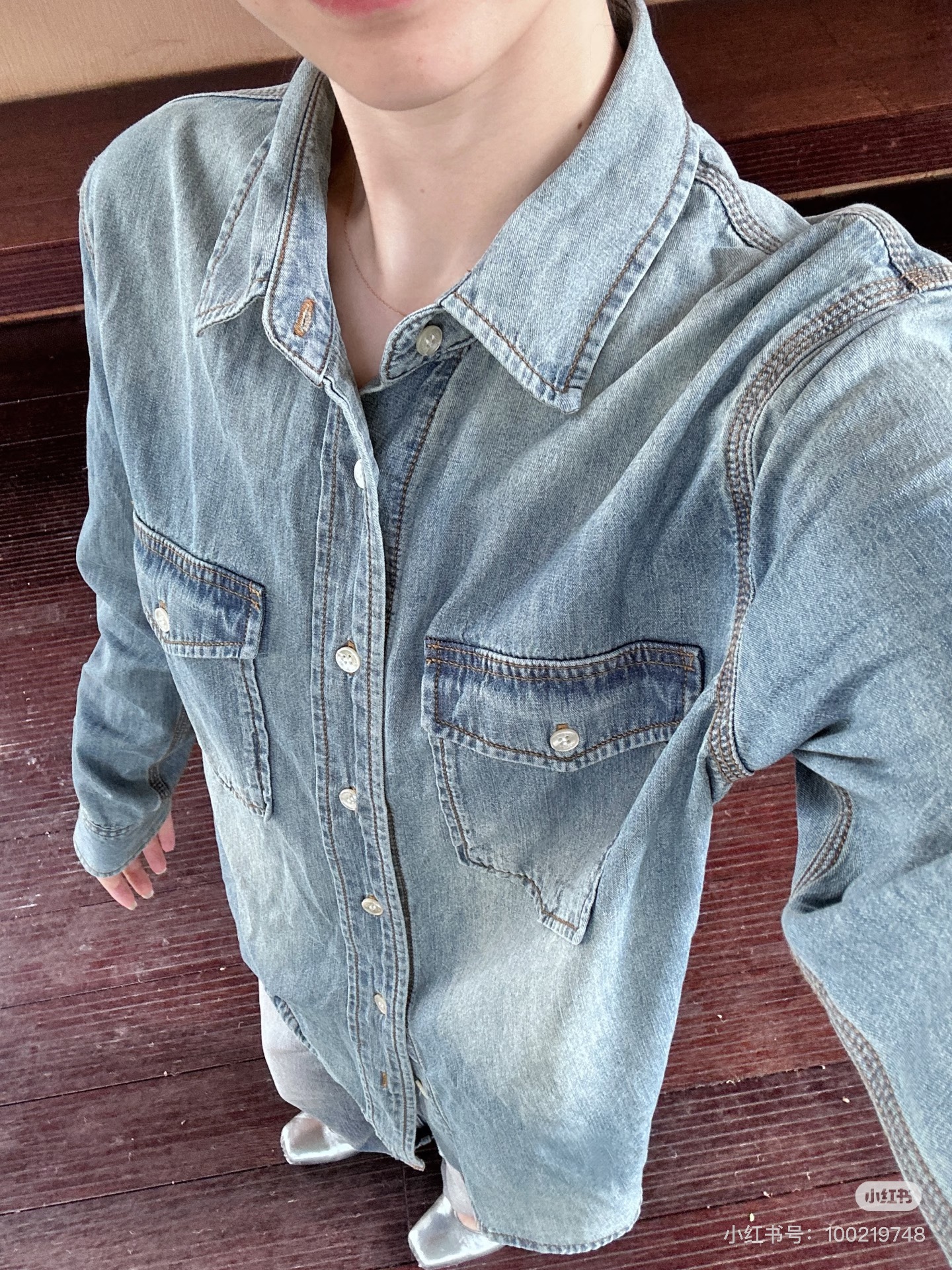 现货 WEEEECHAN 经典复古水洗蓝轻薄柔软牛仔衬衫宽松薄外套