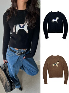 现货WEEEECHAN次日早晨 “马年特定”趣味提花小马图案马海毛毛衣