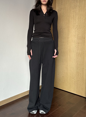 次日早晨next day morning 简约 低腰加厚纯棉拖地裤