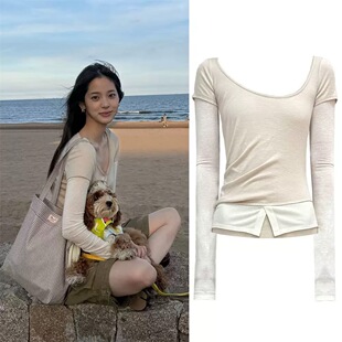 现货 娜娜同款 WEEEECHAN 双层100羊毛蕾虎下摆假两件设计上衣女