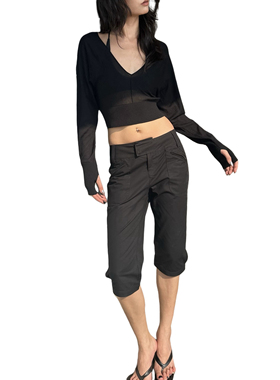 WEEEECHAN次日早晨 ｜中腰七分Capri工装裤 军绿色/黑色