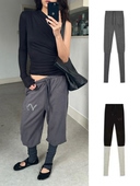 休闲裤 现货 羊腿裤 撞色拼接小众设计感过膝袜裤 WEEEECHAN