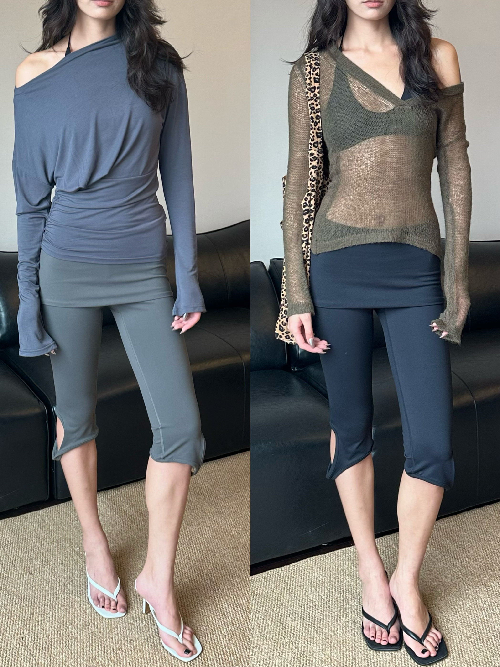 WEEEECHAN 次日早晨 ｜7分挂耳瑜伽裙裤 深灰色/黑色,女装/女士精品,休闲裤,淘宝优惠券,粉丝福利购,淘宝优惠卷