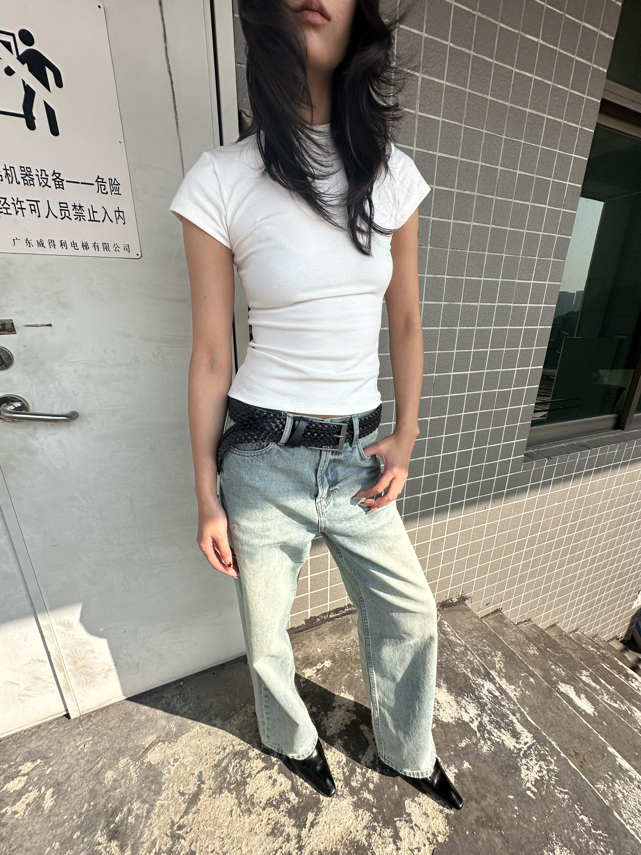 修身显瘦圆领上衣正肩运动T恤