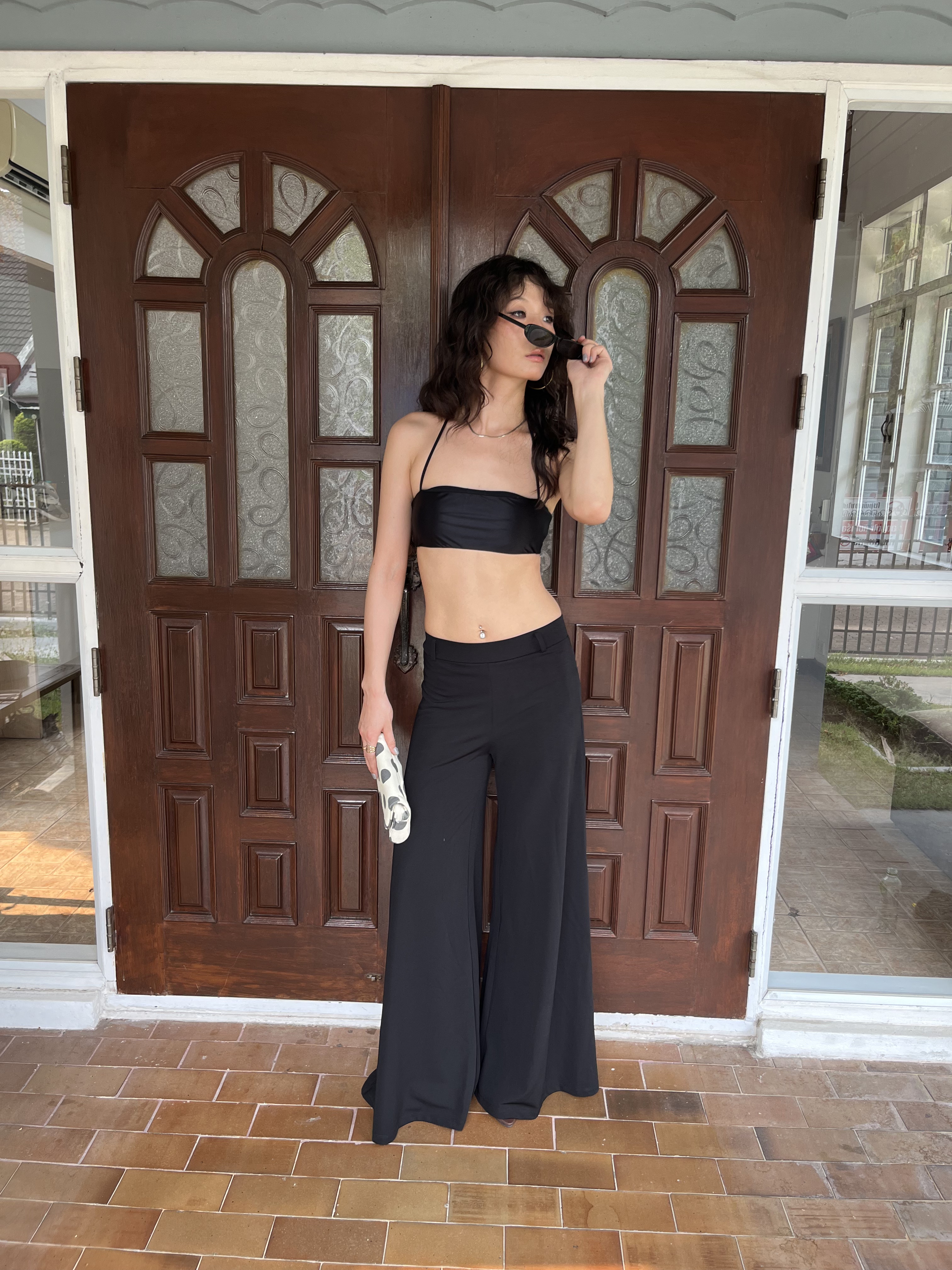 现货 WEEEECHAN次日早晨  &ldquo;经典衣橱&rdquo;弹力腰阔腿伞裤 黑色