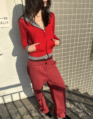 撞色正反两穿羊毛连帽针织开衫 WEEEECHAN 次日早晨