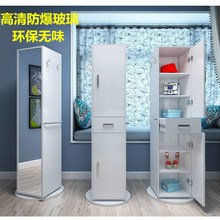 全身穿衣镜子试衣镜北欧卧室储物挂衣旋转落地镜家用环保书柜鞋 柜