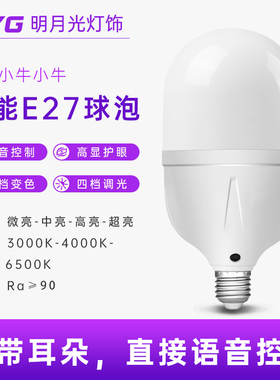 LED智能灯泡E27螺口家用室内节能语音控制超亮省电调光调色球泡灯