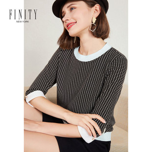FINITY春款女装韩版洋气短袖上衣女宽松薄款遮肚子雪纺衫