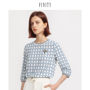 FINITY冬季 女减龄甜美套头上衣女 花色气质休闲雪纺衫