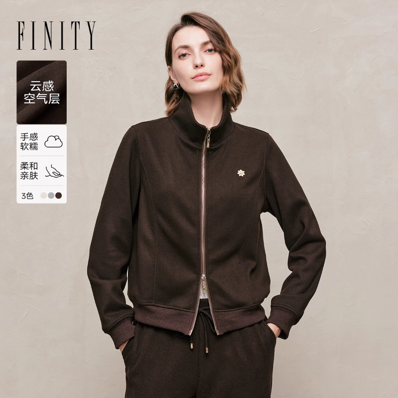 FINITY菲妮迪短外套2025年秋季新款简约双拉链时尚立领休闲上衣女