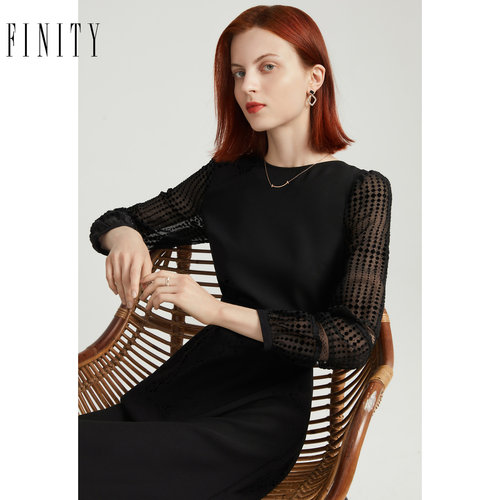 FINITY连衣裙春季简约气质名媛风高级感显瘦小黑裙子女