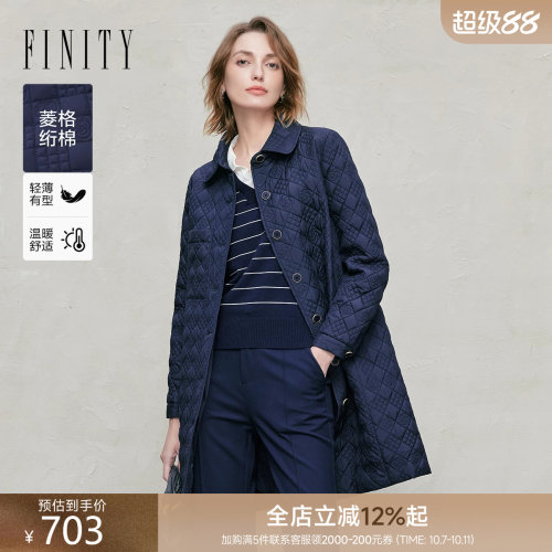 菲妮迪长款翻领棉衣棉服