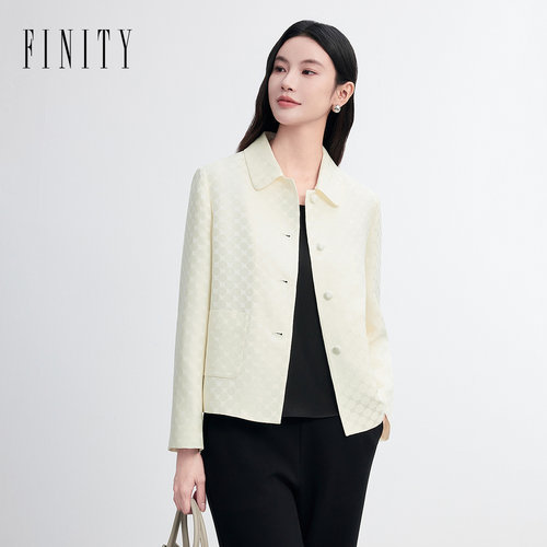 FINITY菲妮迪短外套2026年秋季新款简约白色H型气质短款上衣女装
