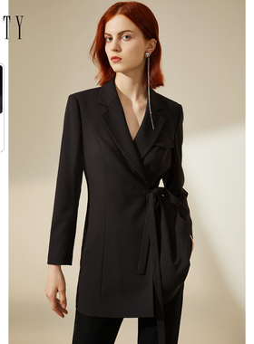 FINITY黑色西装西服2023春季通勤职业简约气质收腰显瘦外套女