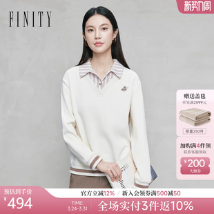 领气质拼接设计感休闲上衣女 衬衫 FINITY菲妮迪卫衣2026年春季 新款