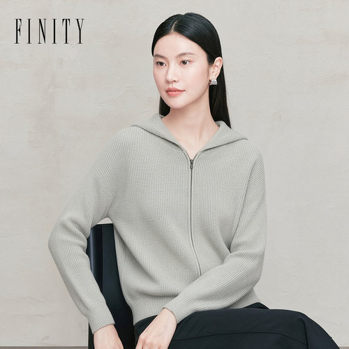 FINITY菲妮迪针织衫2026秋季新款连帽长袖开衫上衣女装