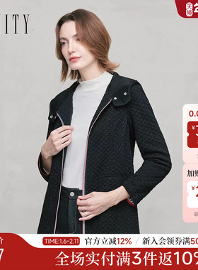 FINITY菲妮迪外套2026春季新款简约中长款通勤气质黑色外搭上衣女