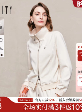 FINITY菲妮迪短外套2025年秋季新款简约双拉链时尚立领休闲上衣女