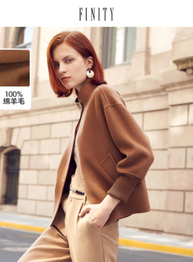 FINITY2023冬季毛呢外套气质高级时尚宽松显瘦羊毛大衣女