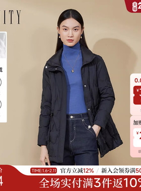 FINITY菲妮迪90鸭绒羽绒服2025冬季新款中长款气质保暖外套女