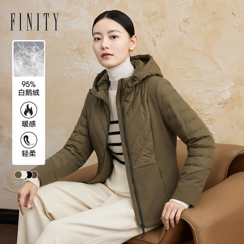 FINITY菲妮迪95白鹅绒羽绒服2026冬季新款短款连帽保暖外套女