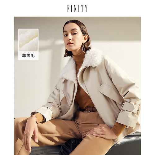 FINITY冬季派克服女羊毛皮宽松气质高端休闲轻奢外套女
