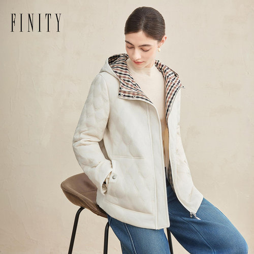 FINITY棉服棉袄格纹气质连帽