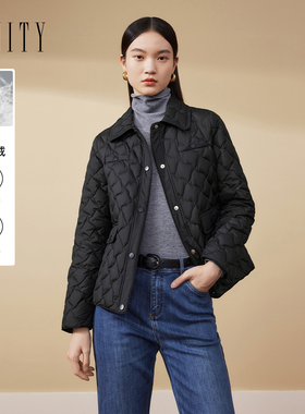 FINITY菲妮迪90白鹅绒羽绒服2024年冬季翻领短款保暖外套女