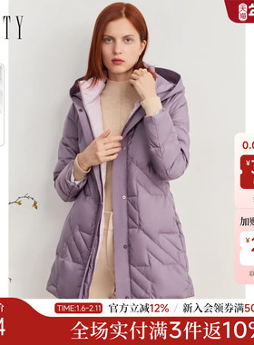 FINITY90白鸭绒羽绒服2025冬季新款中长款气质连帽宽松保暖外套女