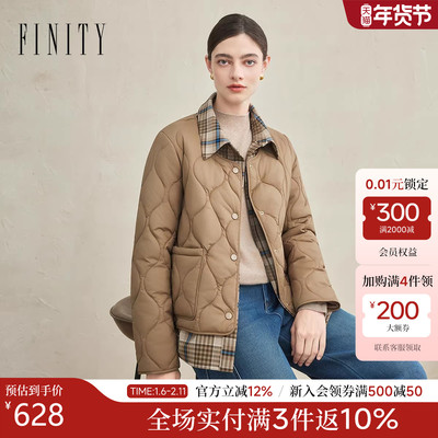 FINITY棉服棉袄格纹拼接通勤