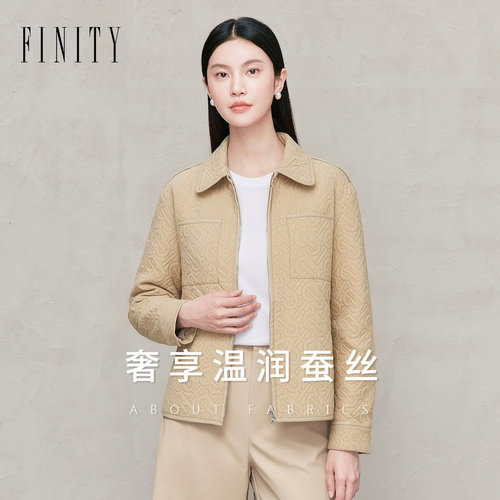 FINITY菲妮迪短外套2026冬季新款通勤翻领长袖拉链显瘦短款外套女