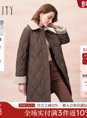 FINITY菲妮迪白鹅绒羽绒服2025年冬季新款简约防风长款保暖外套女