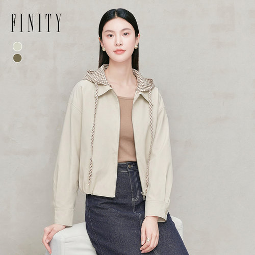 FINITY菲妮迪短外套2026秋季新款落肩100%棉老钱风保暖外套上衣女