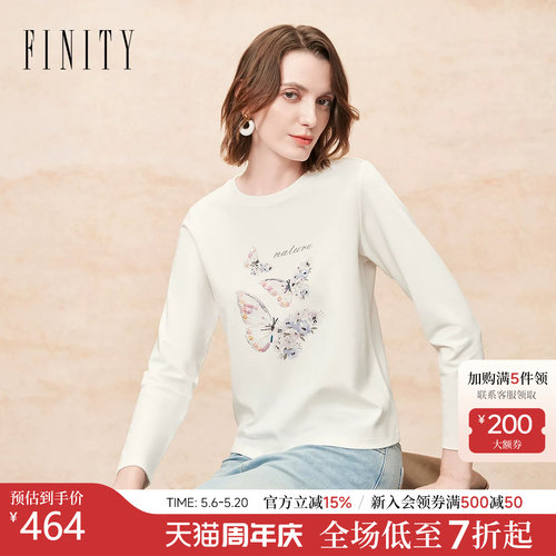 FINITYT恤印花圆领长袖上衣