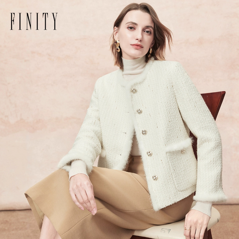 FINITY菲妮迪棉服棉袄2025年冬季新款简约气质小香风优雅外套女士