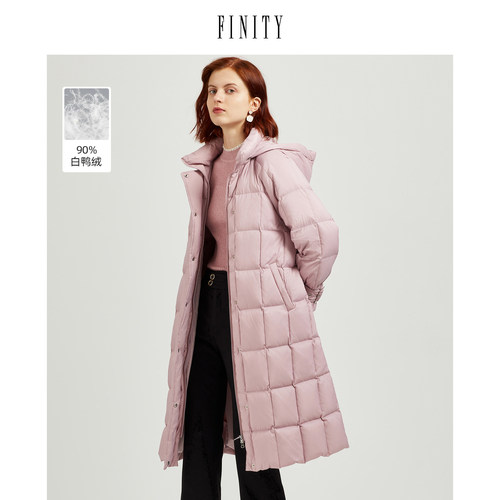 【寒潮】FINITY2023冬羽绒服收腰宽松90白鸭绒中长款外套女