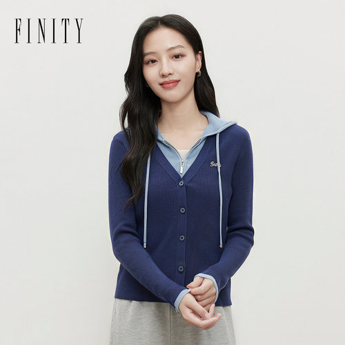 FINITY菲妮迪针织衫2026冬季新款连帽高智风质感显瘦款开衫上衣女