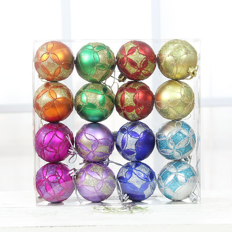 郎森6cm彩色圣诞球彩绘电镀球party装饰品 圣诞节装饰圣诞树挂件